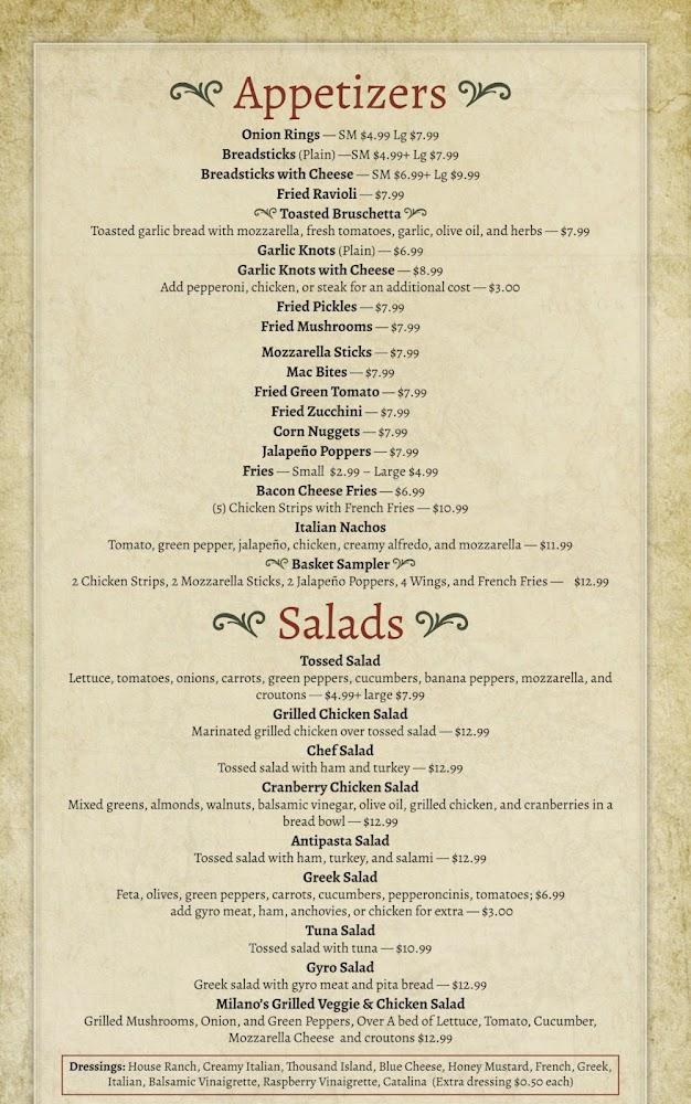 Milano's Menu image 2